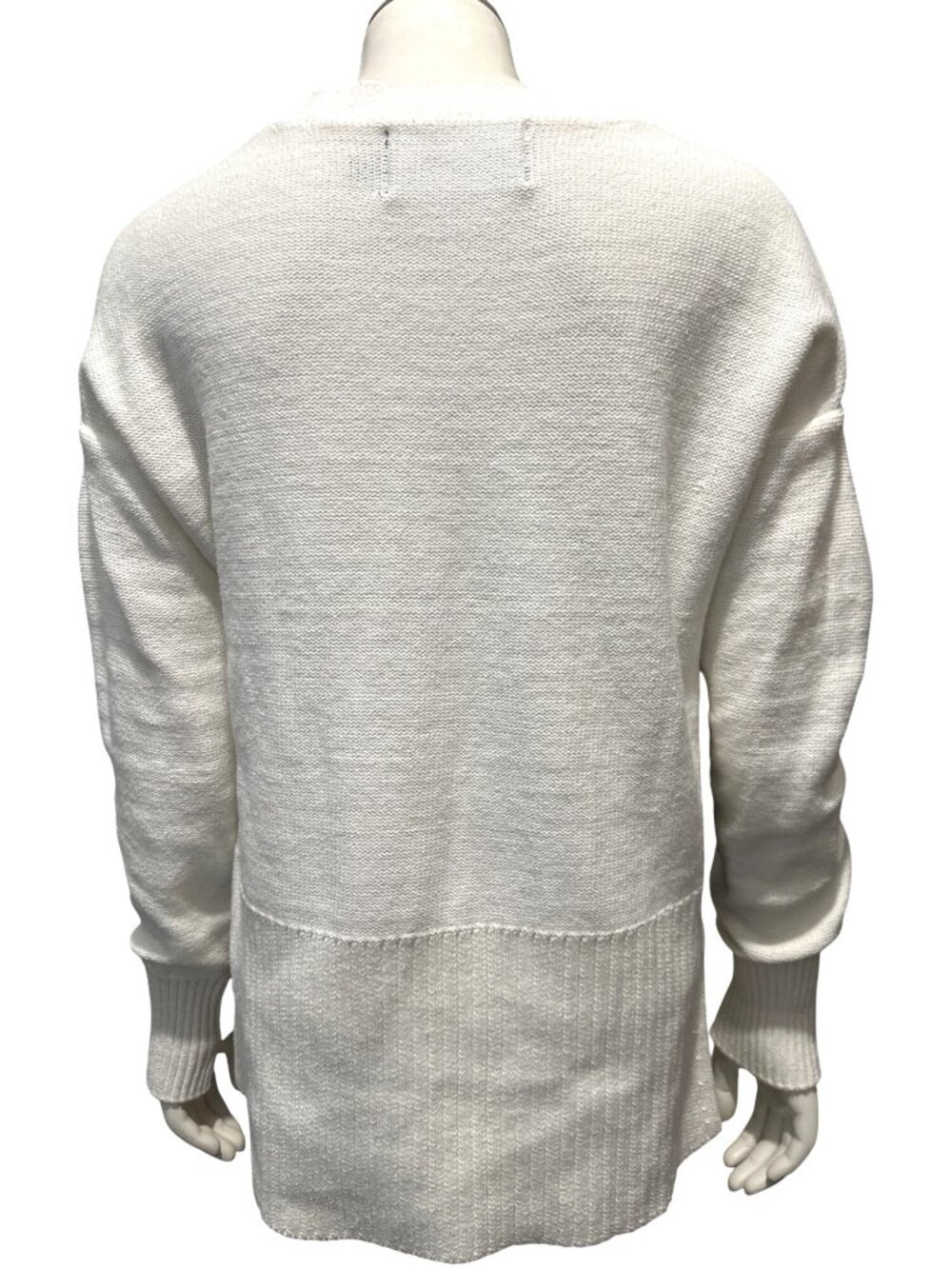 Calvin Klein Jeans Size XS White Logo Sleeve V Neck Sweater Streetwear Logo Core - Picture 4 of 10